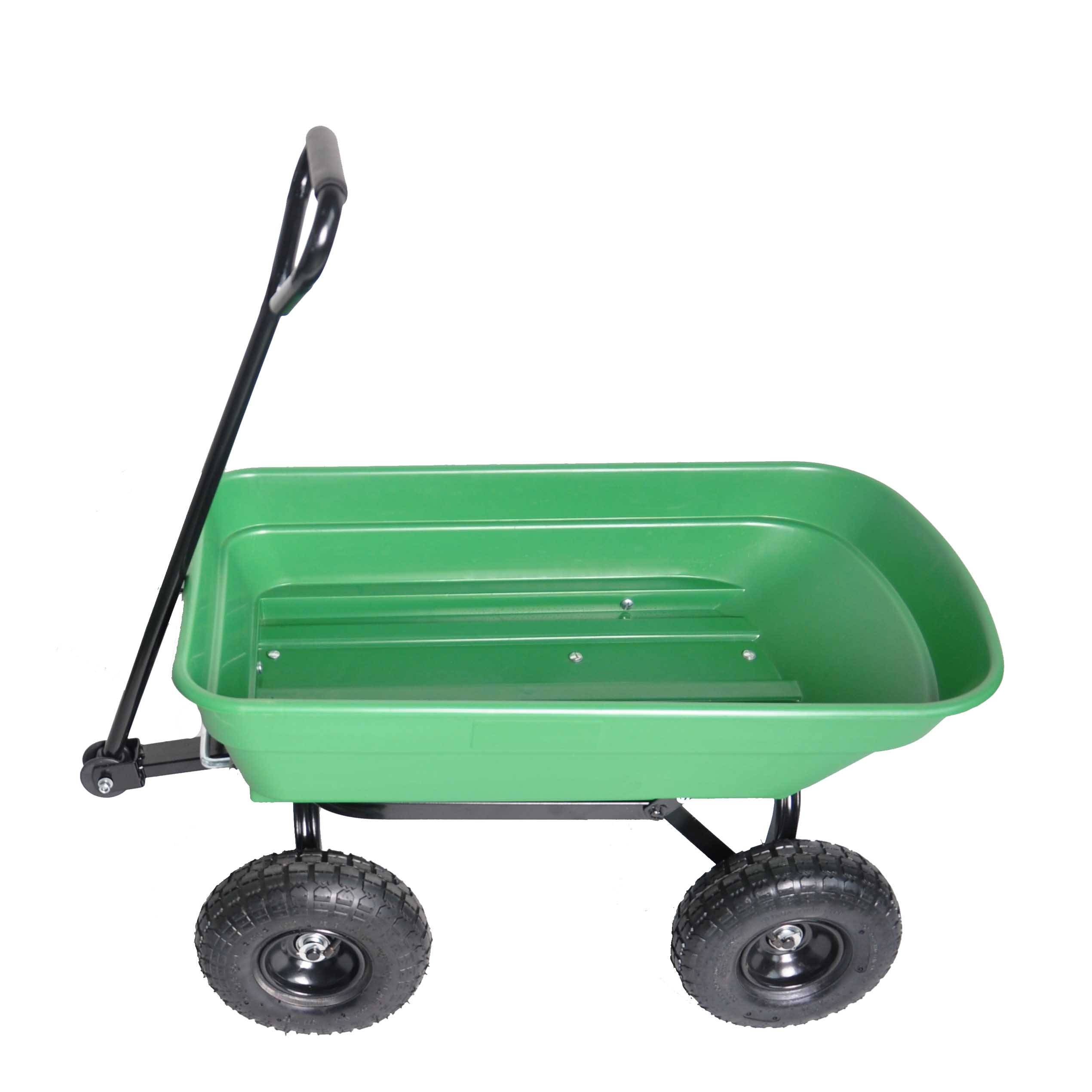 Durable Folding Garden Dump Cart with Steel Frame - 10-in. Wheels, 300-Pound Capacity - Image 2