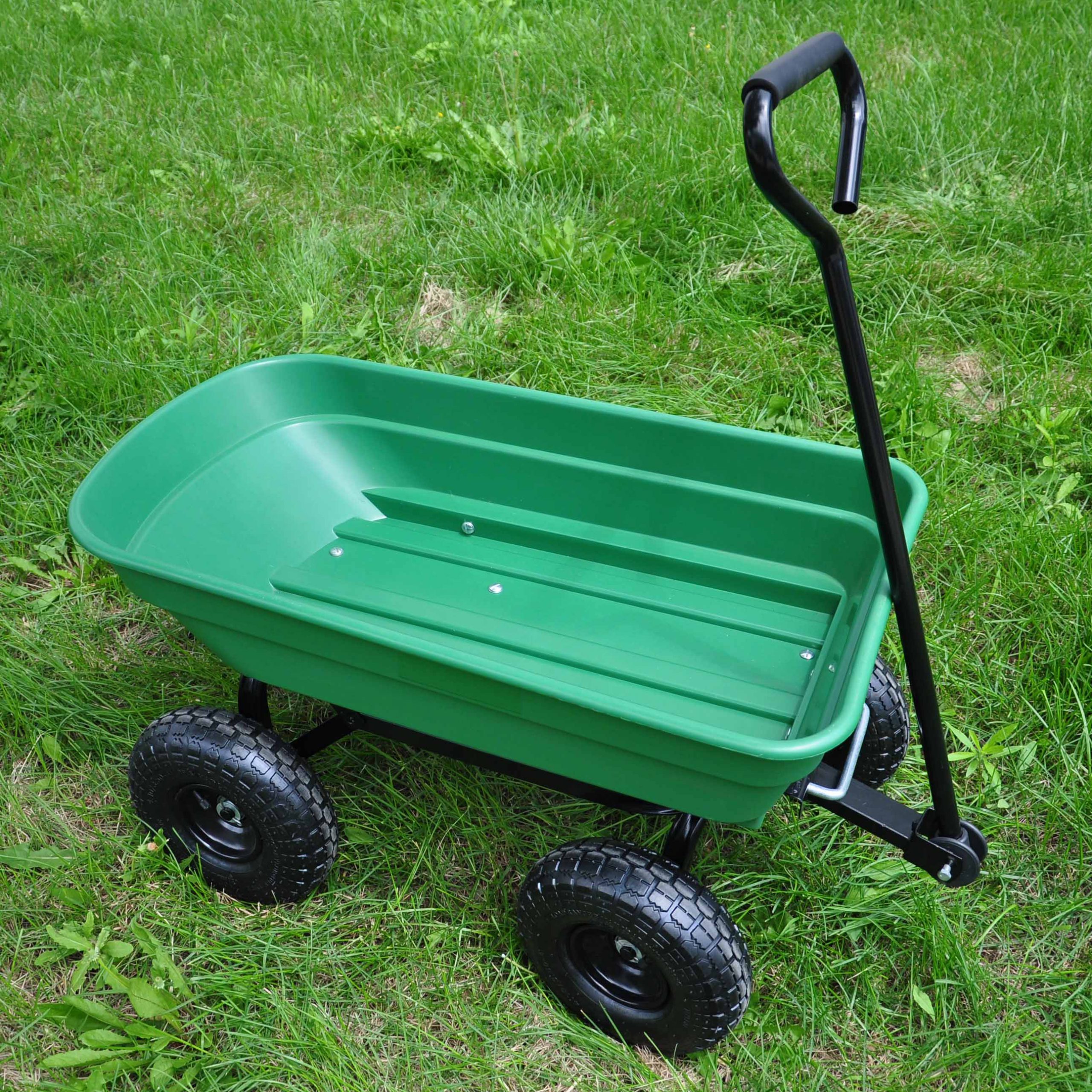 Durable Folding Garden Dump Cart with Steel Frame - 10-in. Wheels, 300-Pound Capacity - Image 11