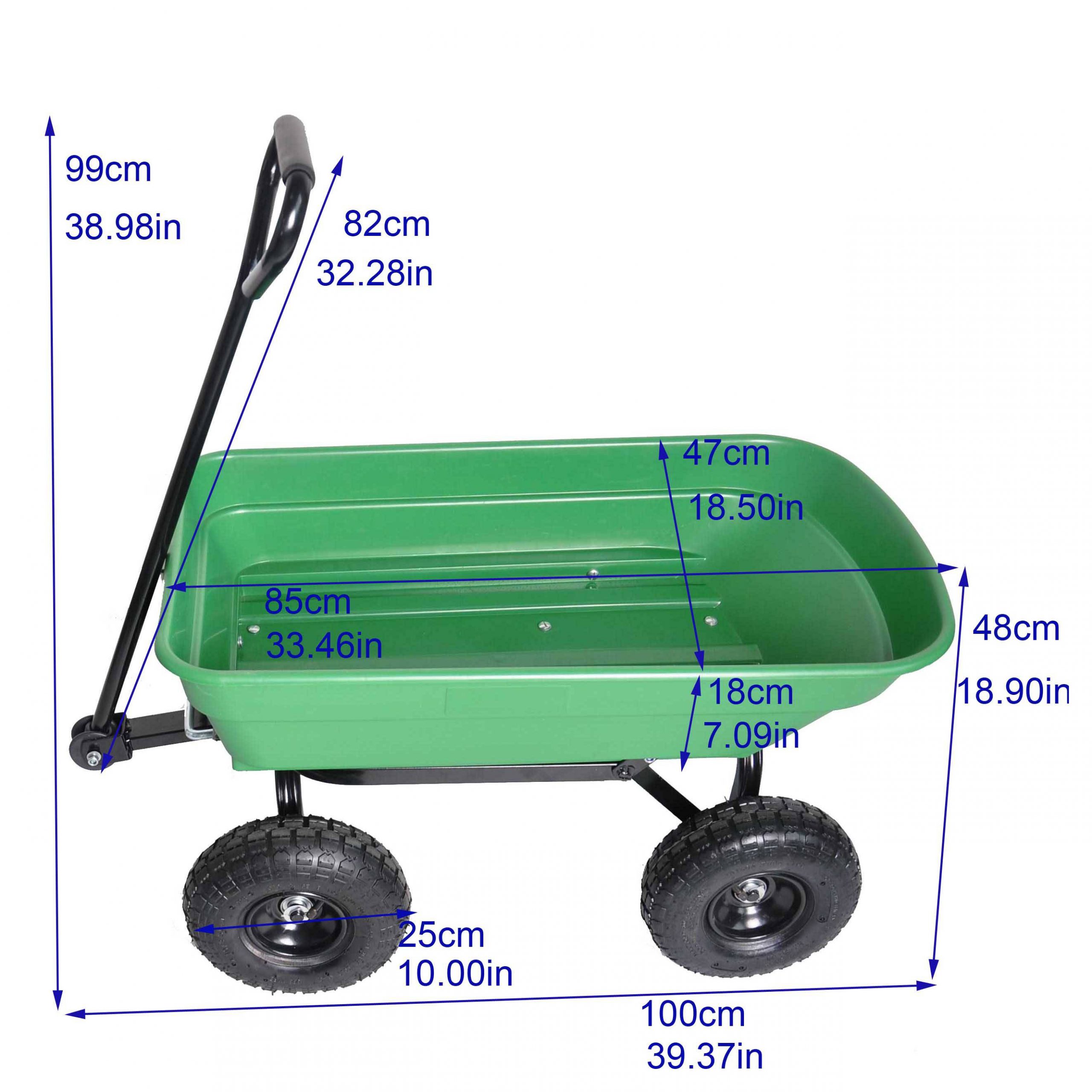 Durable Folding Garden Dump Cart with Steel Frame - 10-in. Wheels, 300-Pound Capacity - Image 13