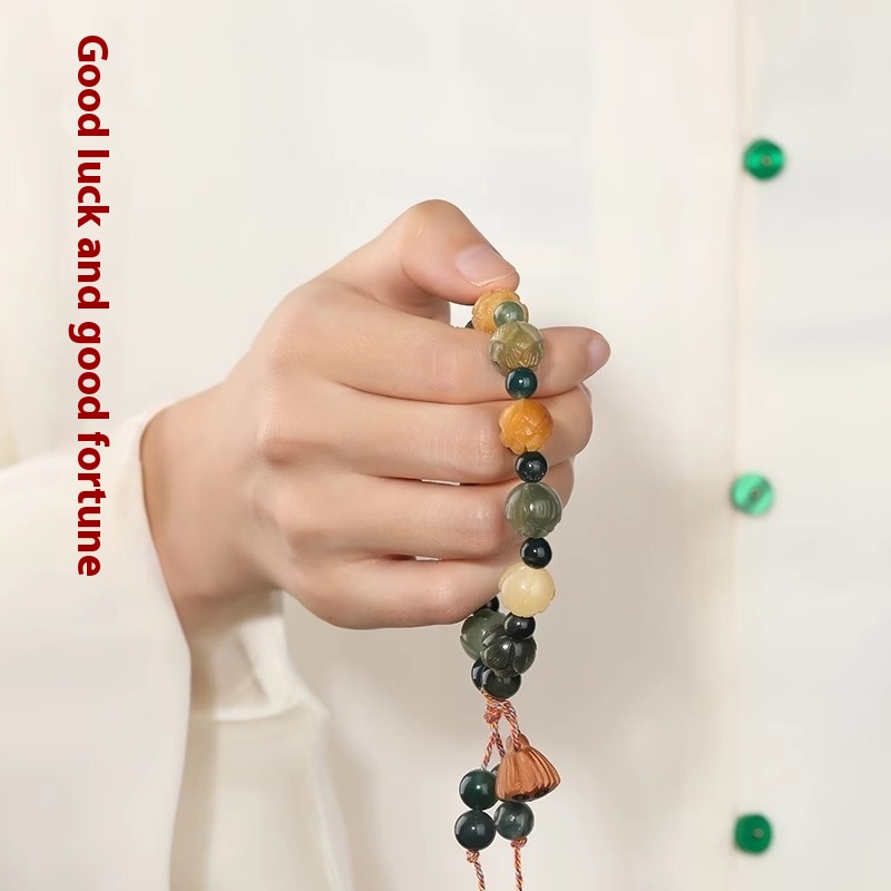 Agate Lotus Bodhi Bracelet - Water Plants God of Wealth Design - Image 4