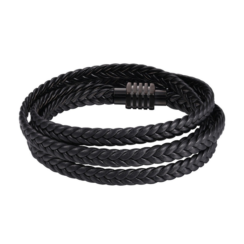 Stylish Multi-Layer Leather Woven Bracelet for Men - Fashion Accessory - Image 11