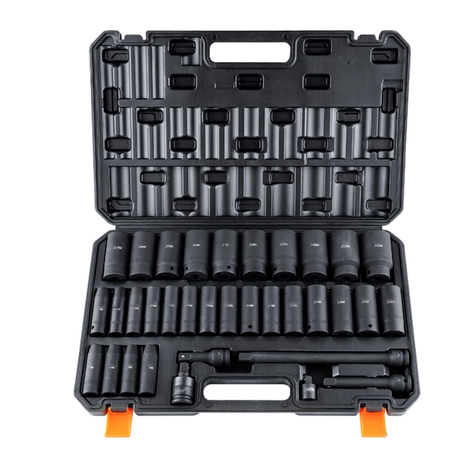 VEVOR 1/2" Drive Deep Impact Socket Set - 34pcs Metric (8-36mm) 6 Point Cr-MO Alloy Steel for Auto Repair, Durable Construction with Heavy Duty Storage Case - Image 7
