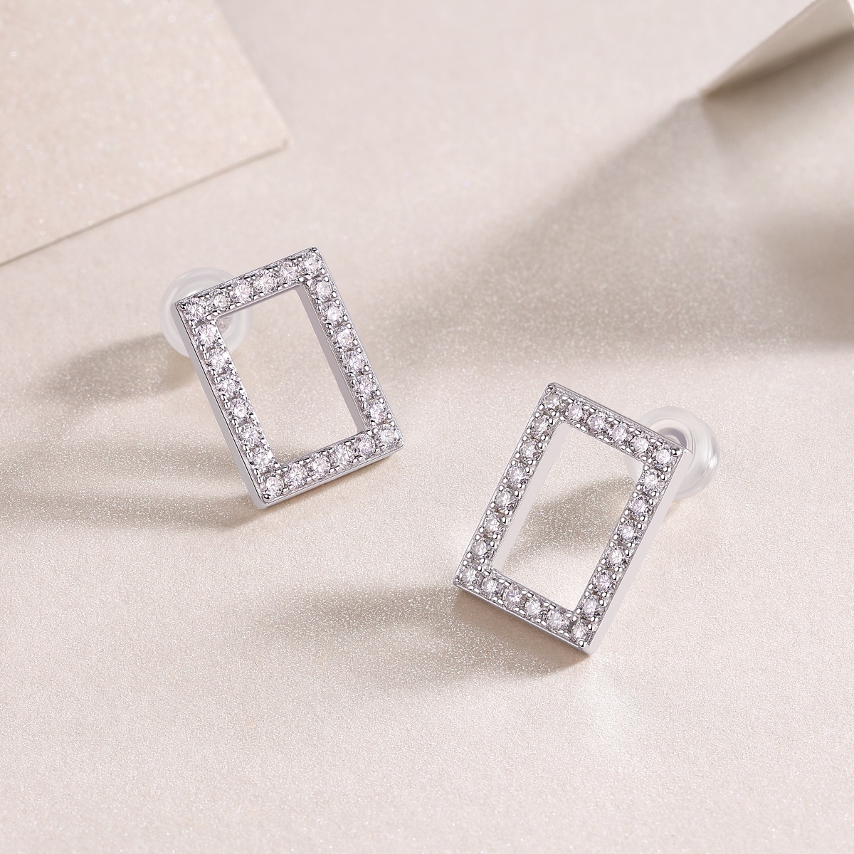 In Full Swing - Stylish and Affordable Moissanite S925 Sterling Silver Stud Earrings in Platinum-Plated Design - Image 2