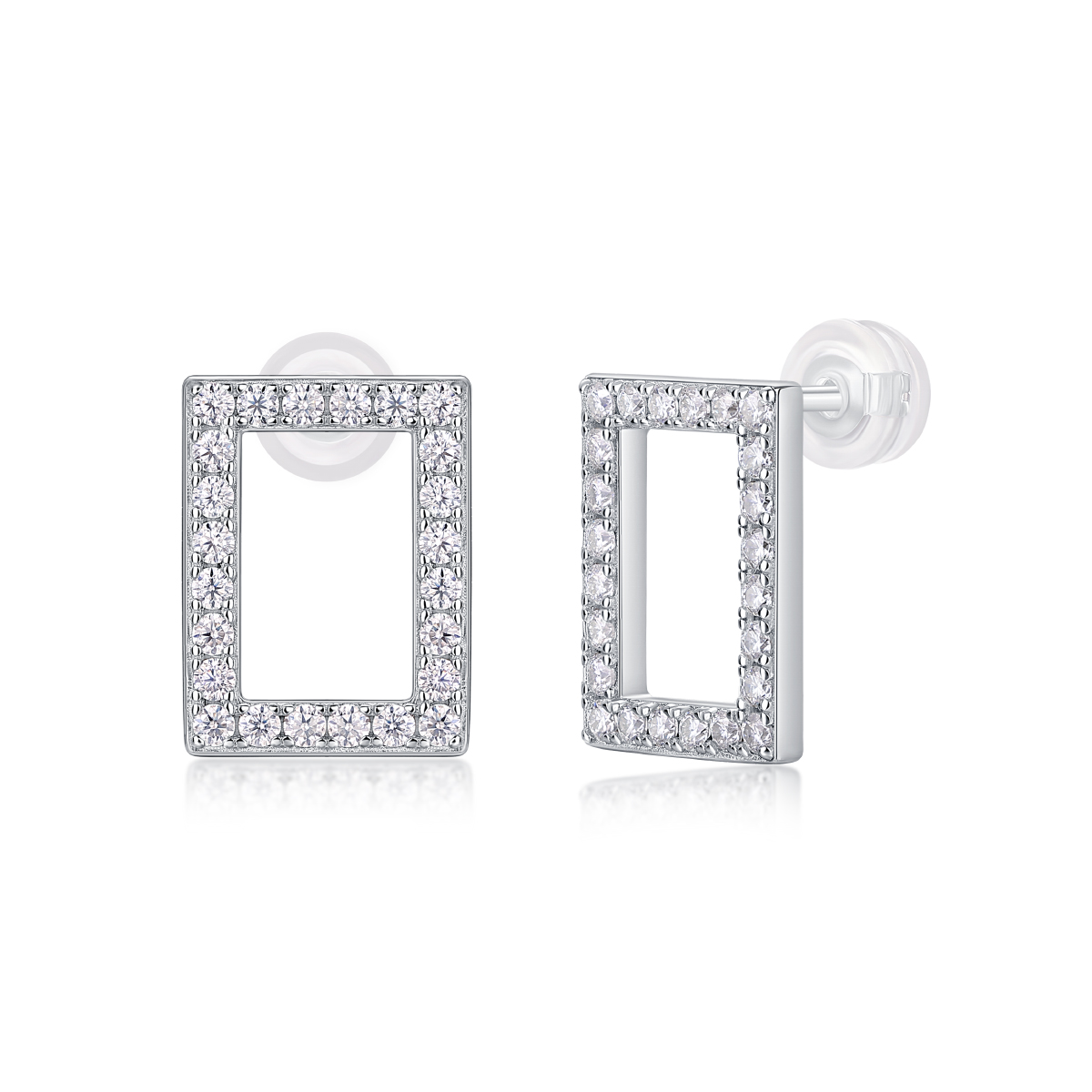 In Full Swing - Stylish and Affordable Moissanite S925 Sterling Silver Stud Earrings in Platinum-Plated Design - Image 6