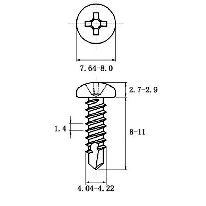 Stainless Steel Coiled Hair Drill Tail Screws with Cross Recess Design