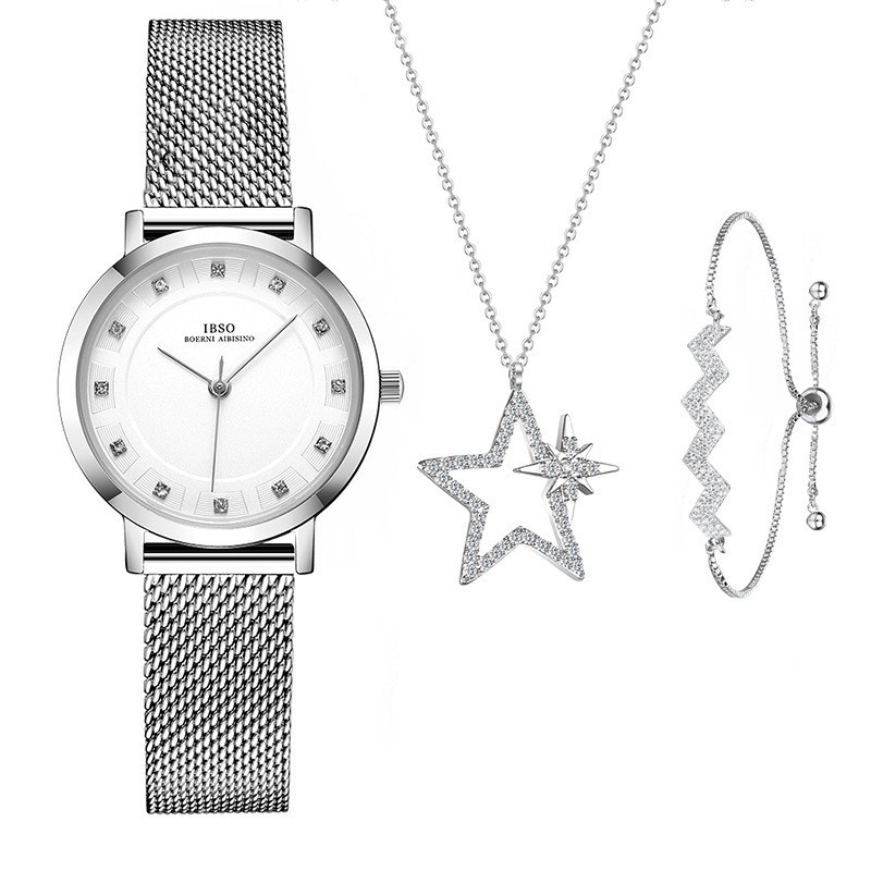 Stylish Temperament Wild Five-pointed Star Necklace Bracelet & Ladies Digital Watch