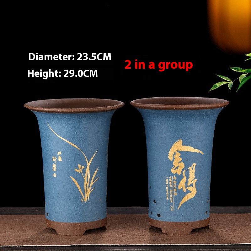 Breathable Purple Sand Ceramic Flowerpot with Tray for Vibrant Plants - Image 2