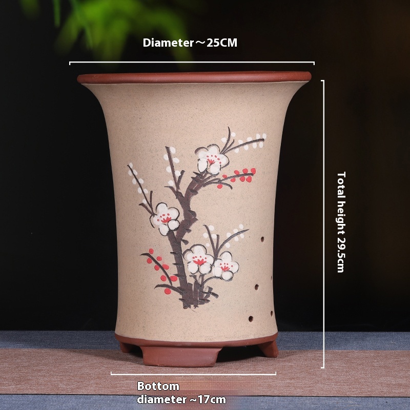 Breathable Purple Sand Ceramic Flowerpot with Tray for Vibrant Plants - Image 3