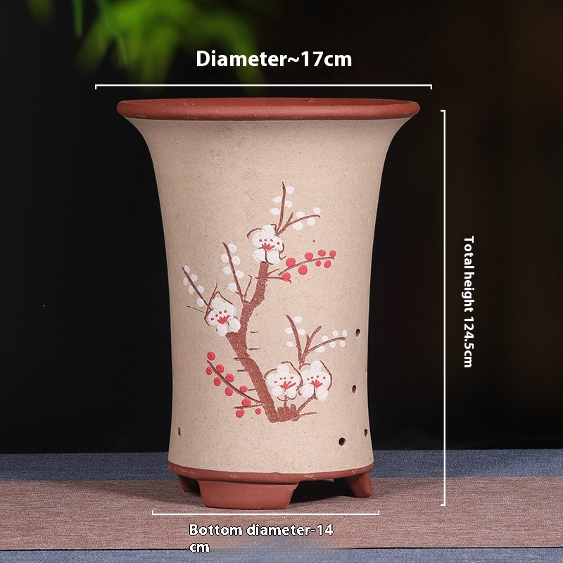 Breathable Purple Sand Ceramic Flowerpot with Tray for Vibrant Plants - Image 5