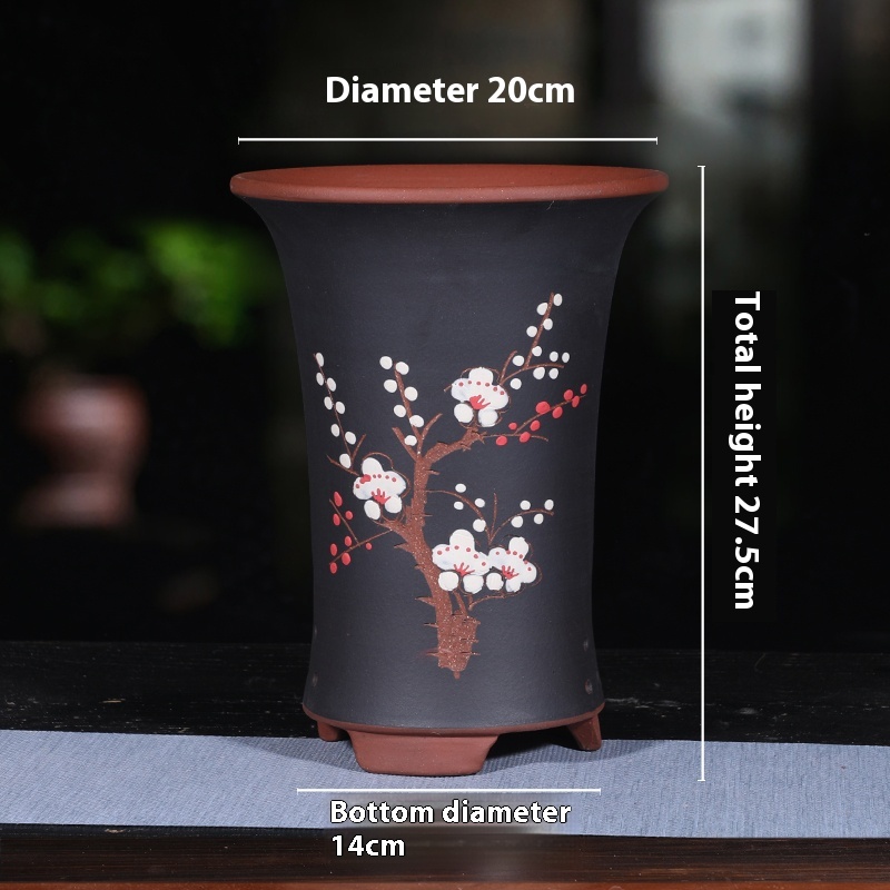 Breathable Purple Sand Ceramic Flowerpot with Tray for Vibrant Plants - Image 10