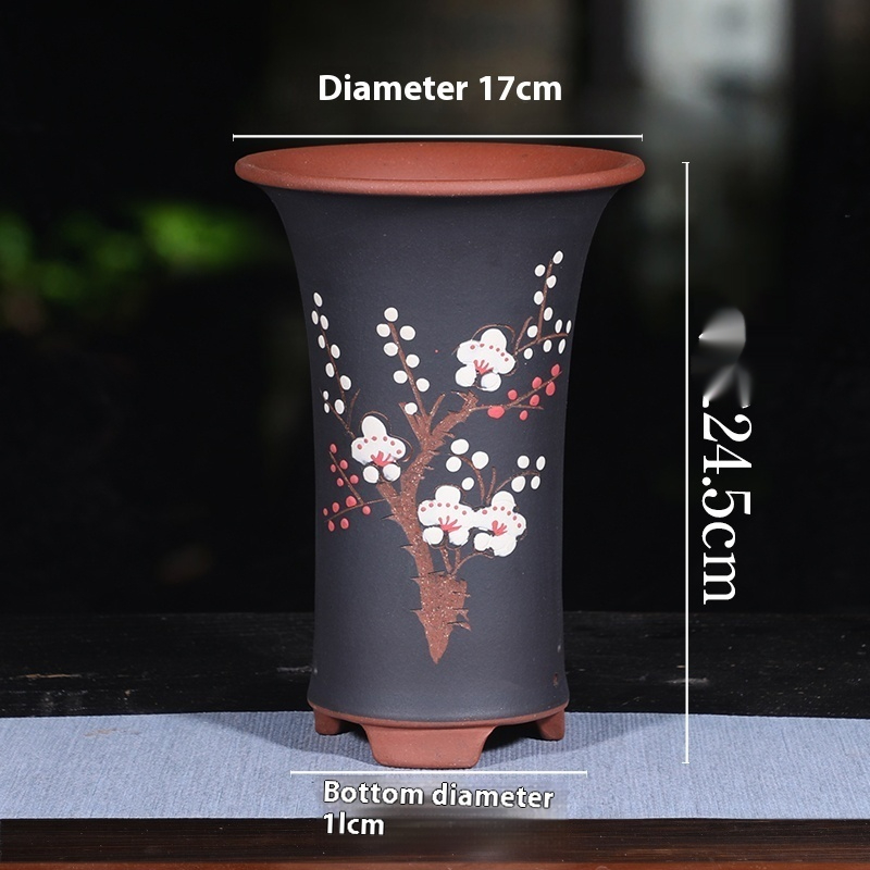 Breathable Purple Sand Ceramic Flowerpot with Tray for Vibrant Plants - Image 11