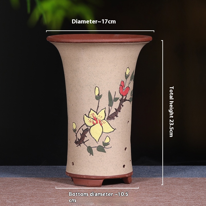 Breathable Purple Sand Ceramic Flowerpot with Tray for Vibrant Plants - Image 12