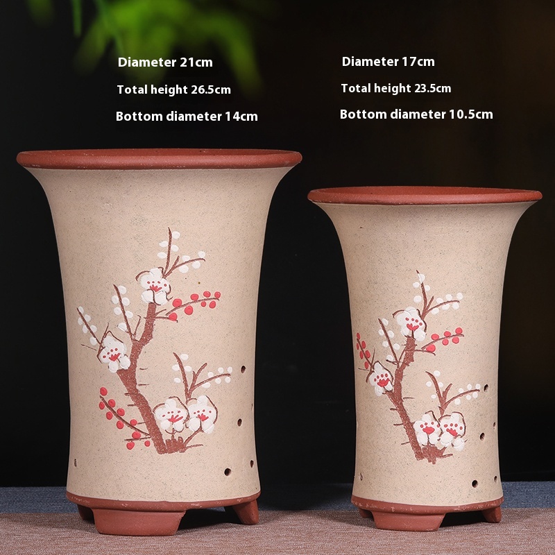 Breathable Purple Sand Ceramic Flowerpot with Tray for Vibrant Plants - Image 13