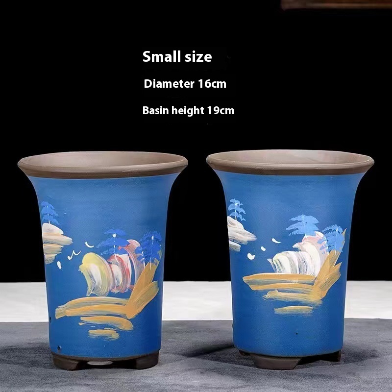 Breathable Purple Sand Ceramic Flowerpot with Tray for Vibrant Plants - Image 18