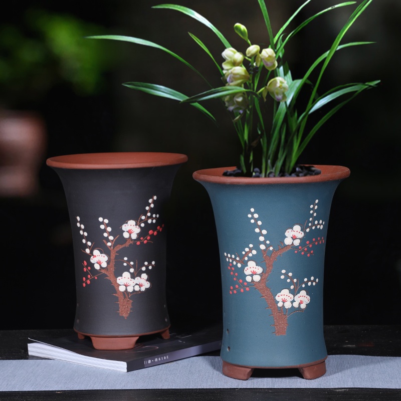 Breathable Purple Sand Ceramic Flowerpot with Tray for Vibrant Plants - Image 19