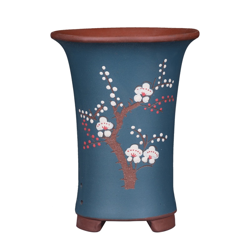 Breathable Purple Sand Ceramic Flowerpot with Tray for Vibrant Plants - Image 22