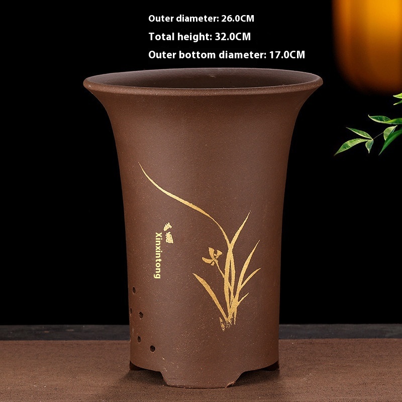 Breathable Purple Sand Ceramic Flowerpot with Tray for Vibrant Plants - Image 23