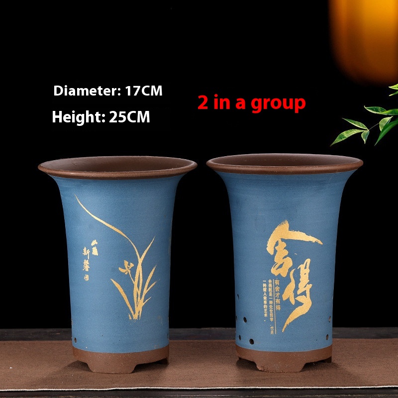 Breathable Purple Sand Ceramic Flowerpot with Tray for Vibrant Plants - Image 25