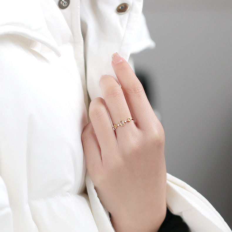 14K Yellow Gold Inlaid Navy Green Olive Engagement Ring for Elegant Style - Image 7