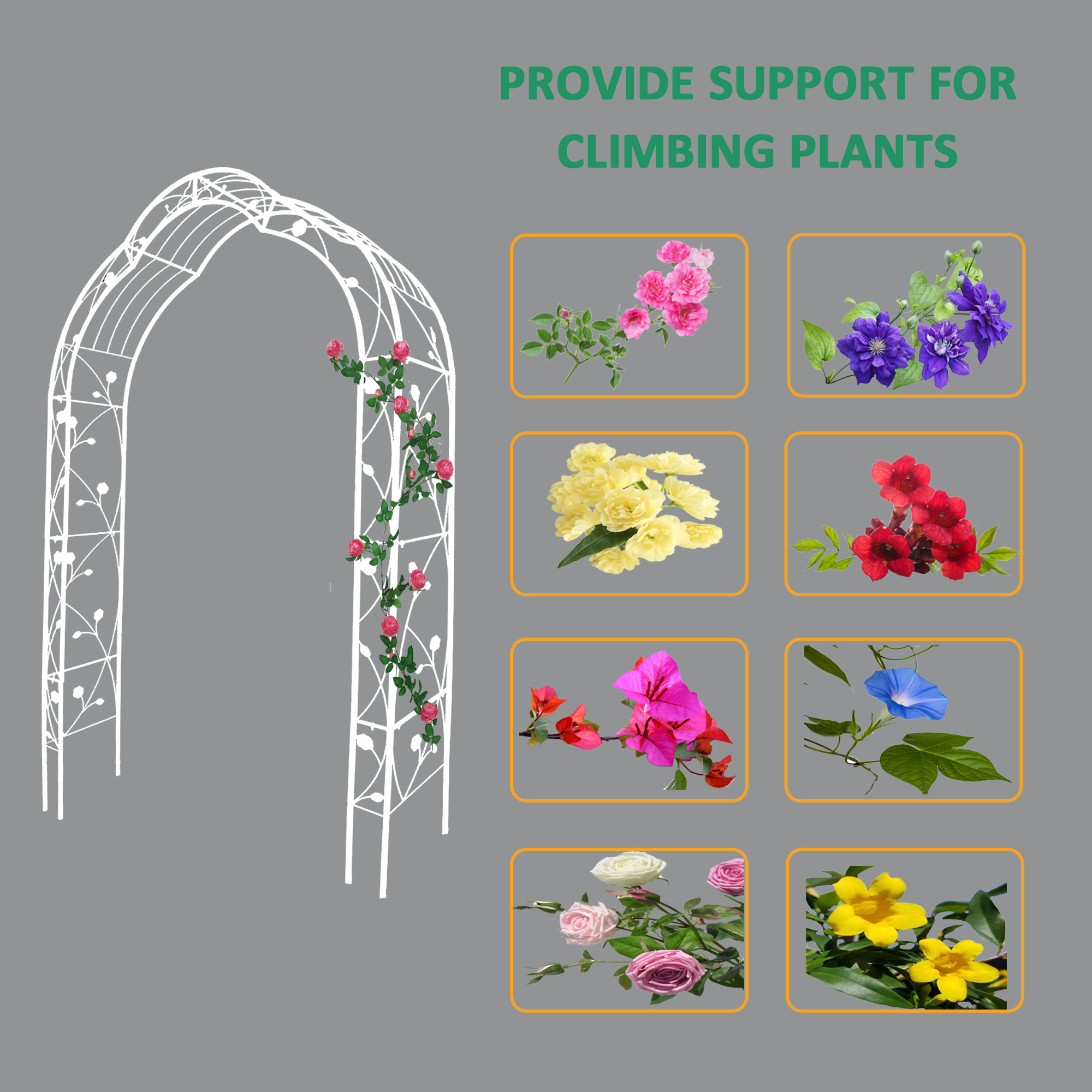 Cream White Metal Garden Arch for Climbing Plants, Weddings, and Events - Image 3