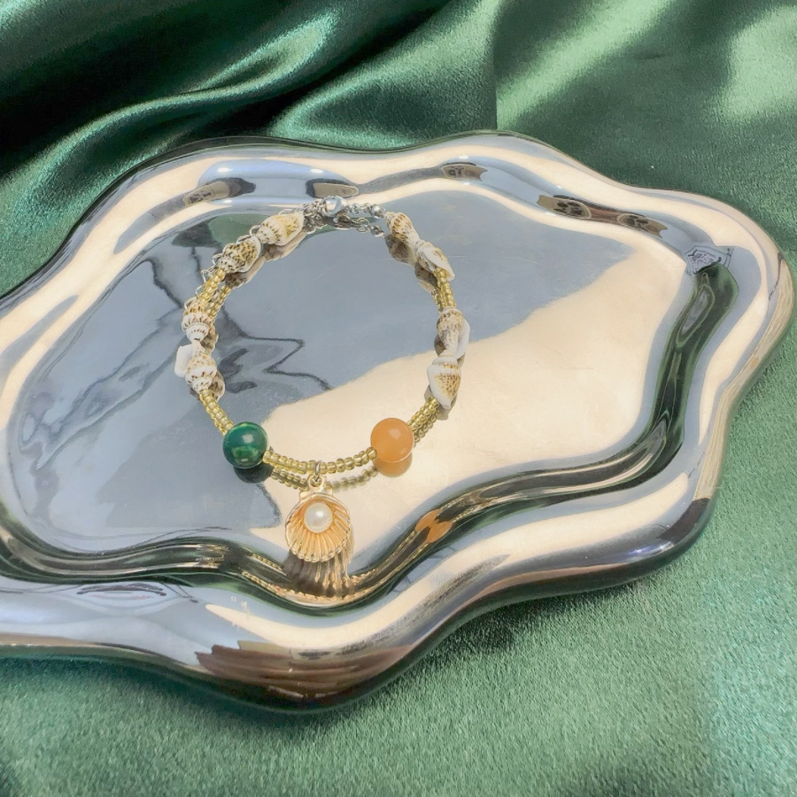 Beach Starfish Pendant with Conch Bead Shell Bracelet - Coastal Charm