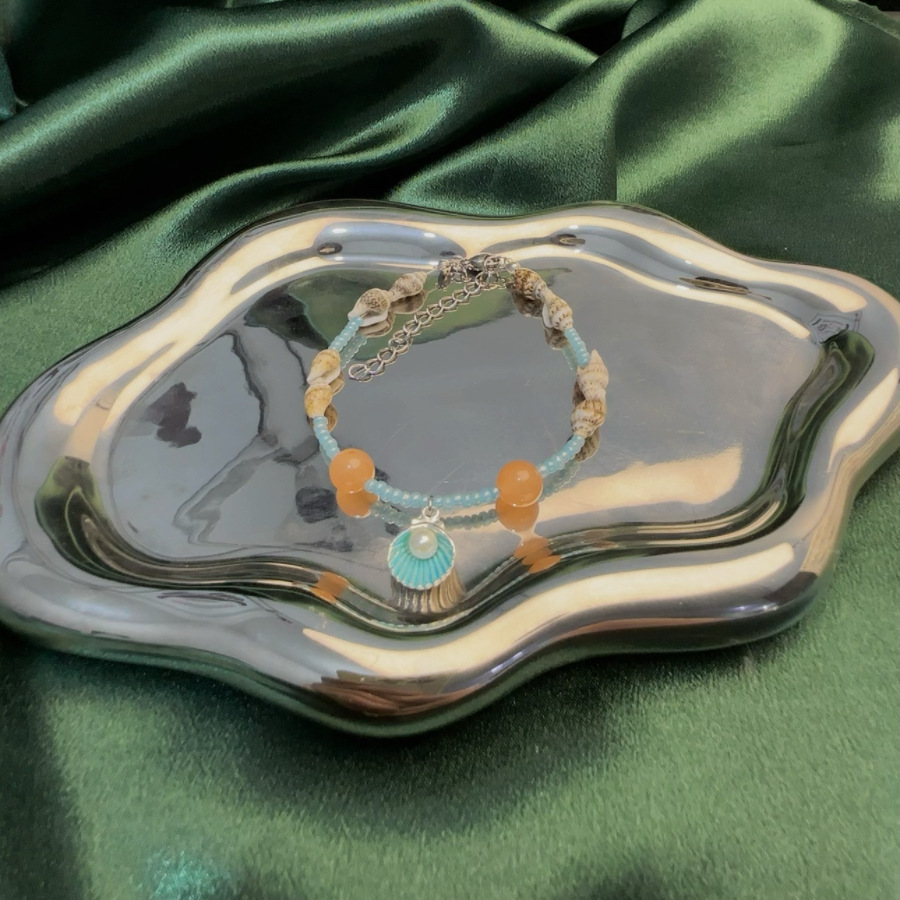 Beach Starfish Pendant with Conch Bead Shell Bracelet - Coastal Charm - Image 2