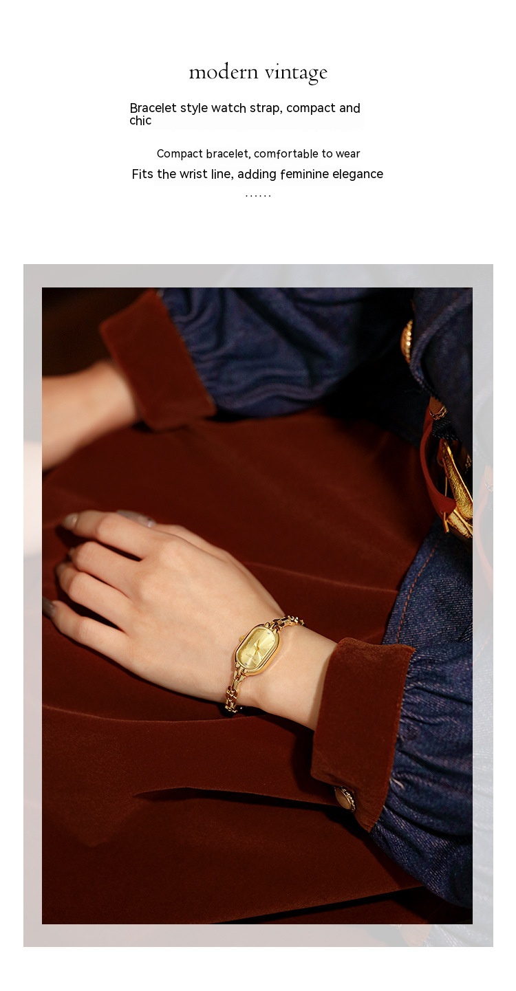 Medieval Small Retro Golden Watch - Oval Light Luxury Artistic Fashion Quartz - Image 2