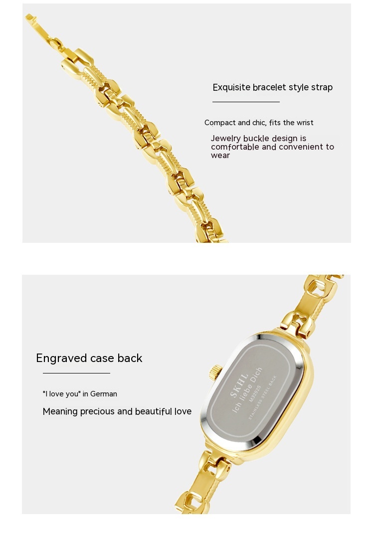 Medieval Small Retro Golden Watch - Oval Light Luxury Artistic Fashion Quartz - Image 3