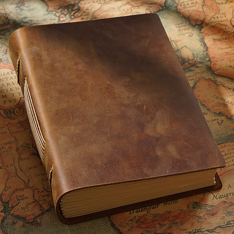 Handmade Cowhide Sketchbook - Retro Leather Creative Notebook & Diary
