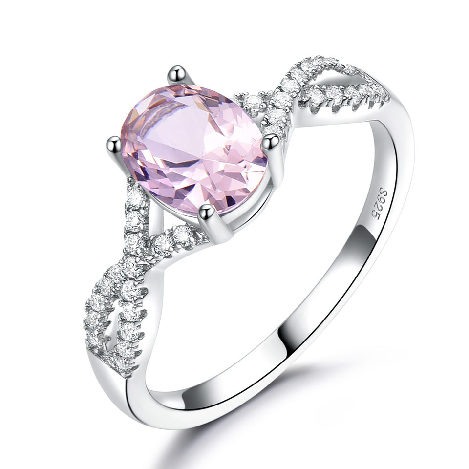 Sterling Silver Women's Ring with Oval Nano Morganite Gemstone - Image 3
