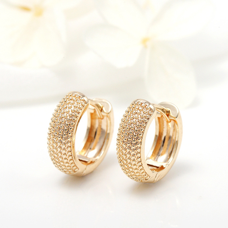 Gold Semi-Glossy Semi-Lug Ear Buckle Earrings - New Korean Round Jewelry - Image 4