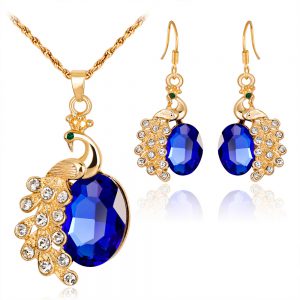 Stunning Peacock Rhinestone Two Piece Necklace for Elegance and Charm