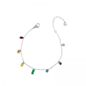Stylish Minimalist Color Zircon Small Titanium Steel Necklace for Women