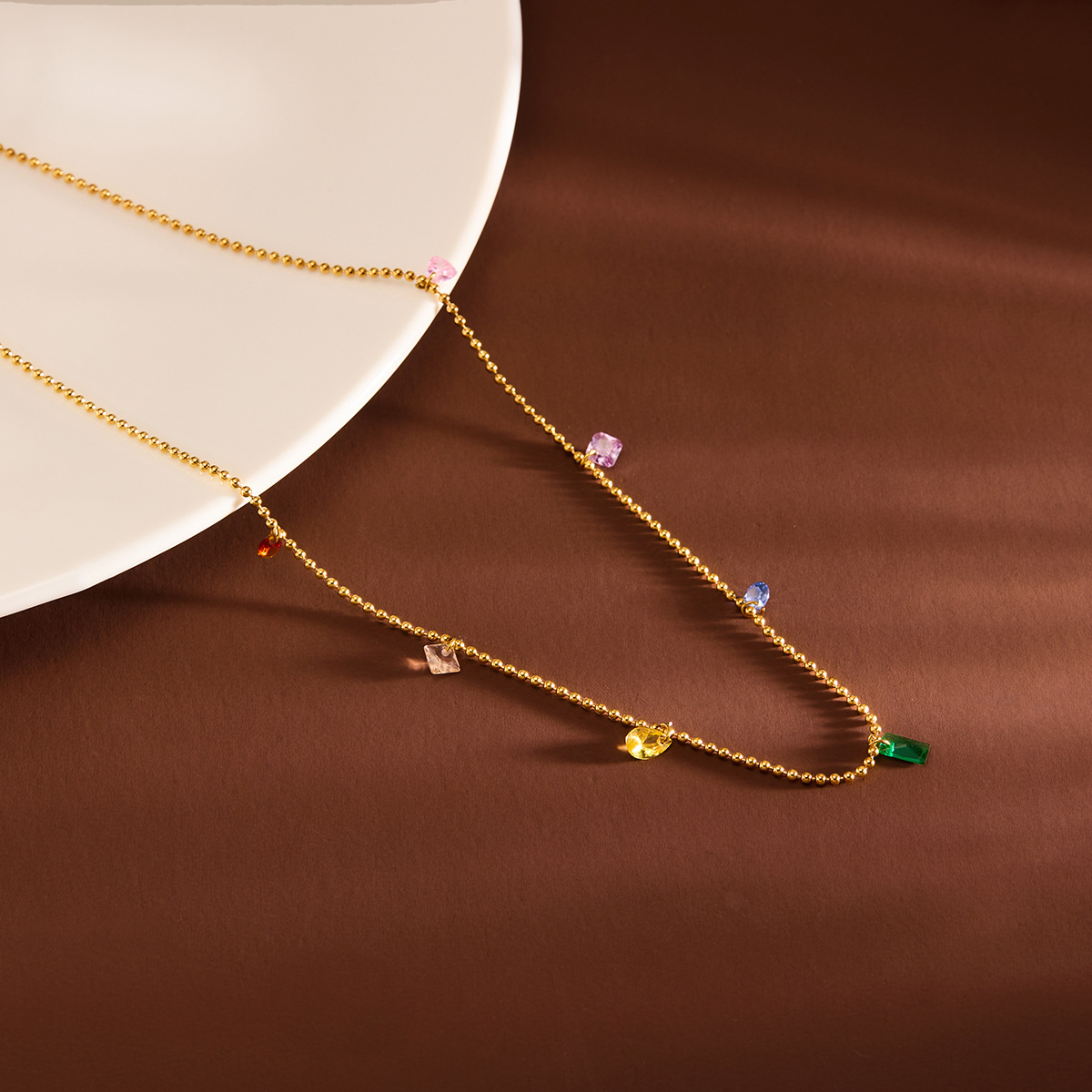 Stylish Minimalist Color Zircon Small Titanium Steel Necklace for Women - Image 5