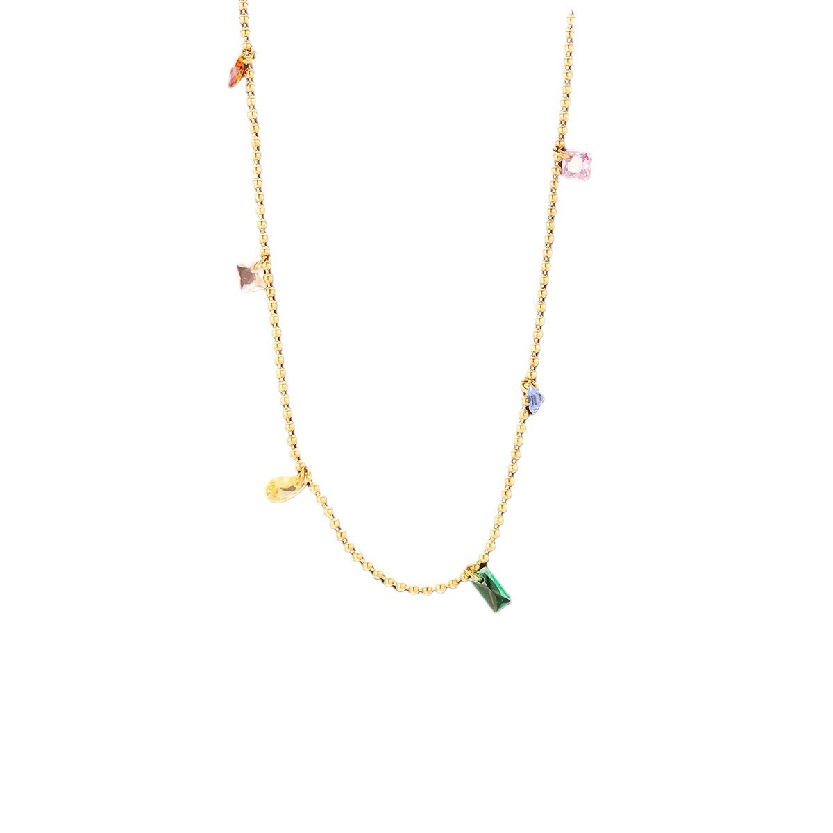 Stylish Minimalist Color Zircon Small Titanium Steel Necklace for Women - Image 6