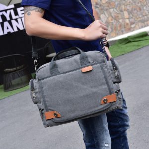 Stylish Multi-Compartment Canvas Shoulder Bag for Men - Fashionable & Functional