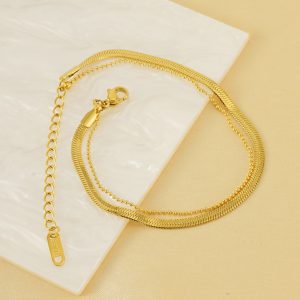 Stylish Women's Titanium Steel Plated 18K Gold Anklet for Fashion Lovers