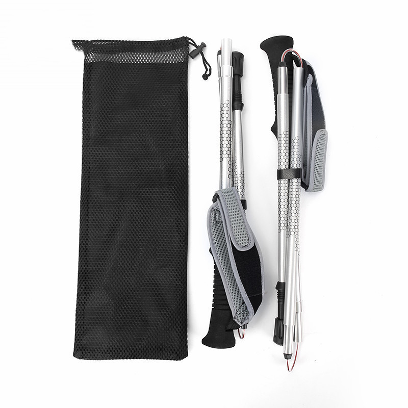 Ultra Light Z-Type Folding Cross Country Walking Stick - High Strength Aluminum Alloy, Four Section Climbing Stick with Straight Handle - Image 3