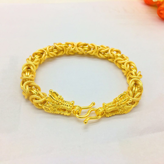 24K Gold-Plated Men's Bracelet - Stylish Simulation Jewelry for Him