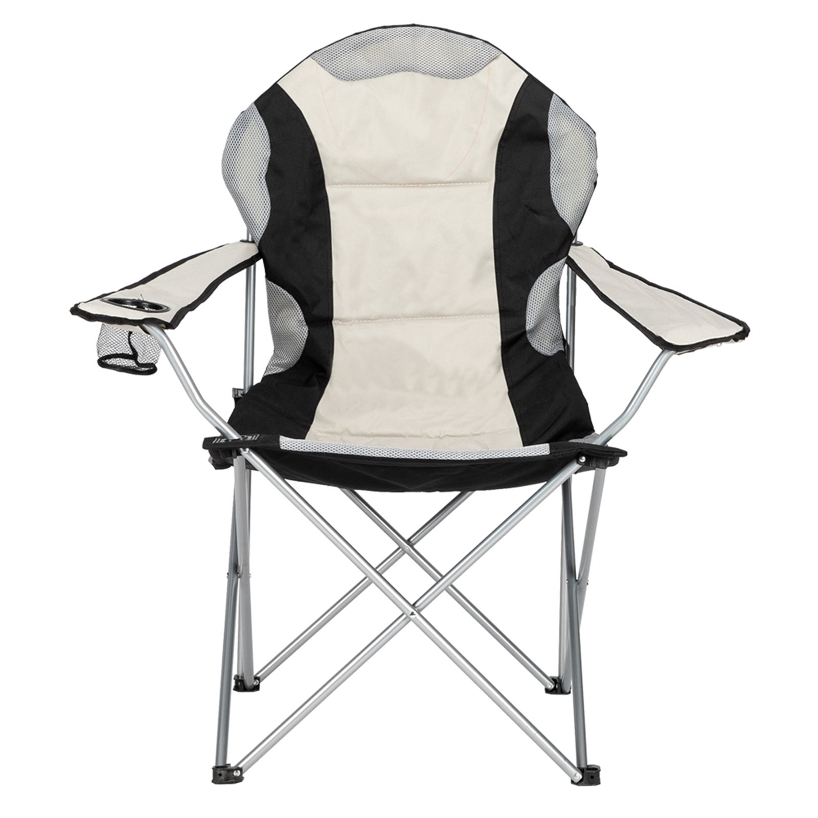 Durable Grey Iron Frame Camping Chair in Off-White Color - Image 11