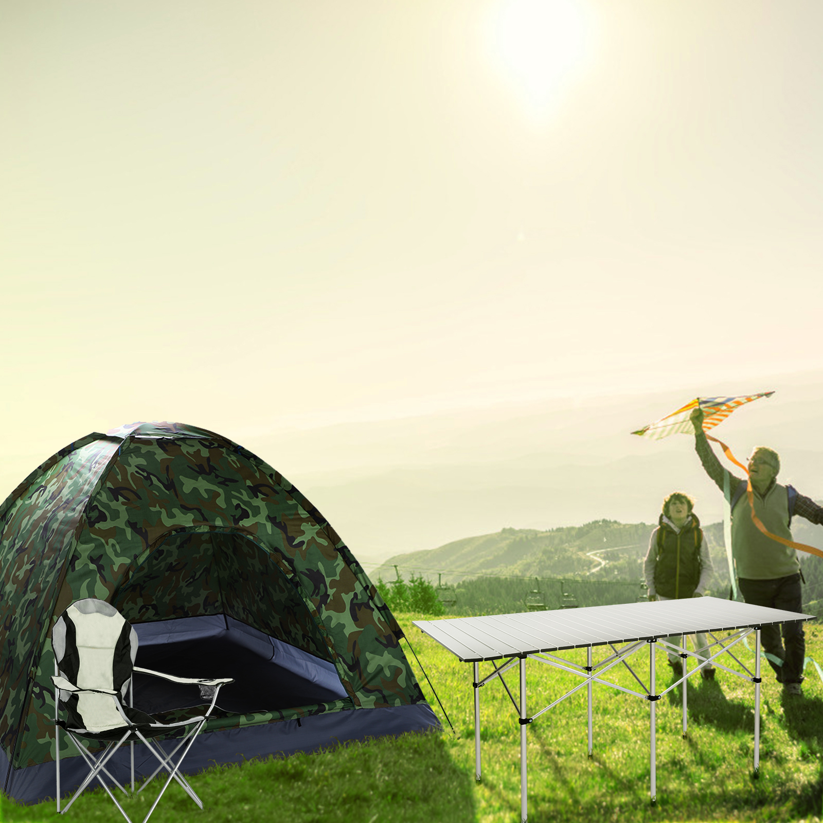 Durable Grey Iron Frame Camping Chair in Off-White Color - Image 12