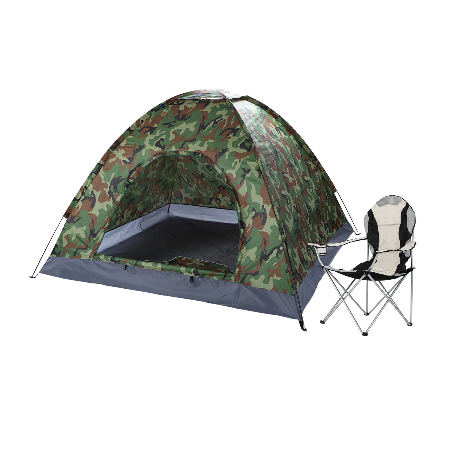 Durable Grey Iron Frame Camping Chair in Off-White Color - Image 19