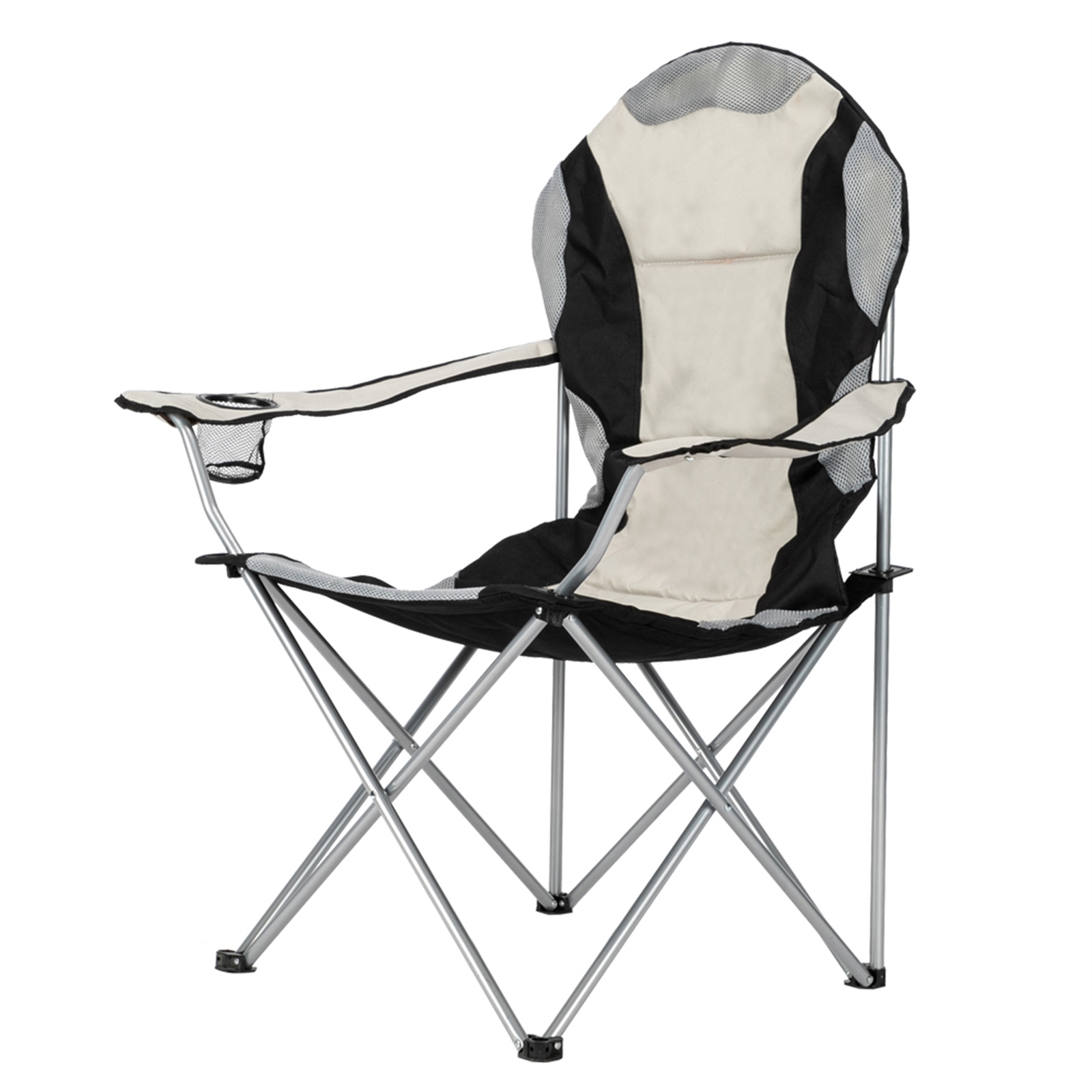 Durable Grey Iron Frame Camping Chair in Off-White Color - Image 24