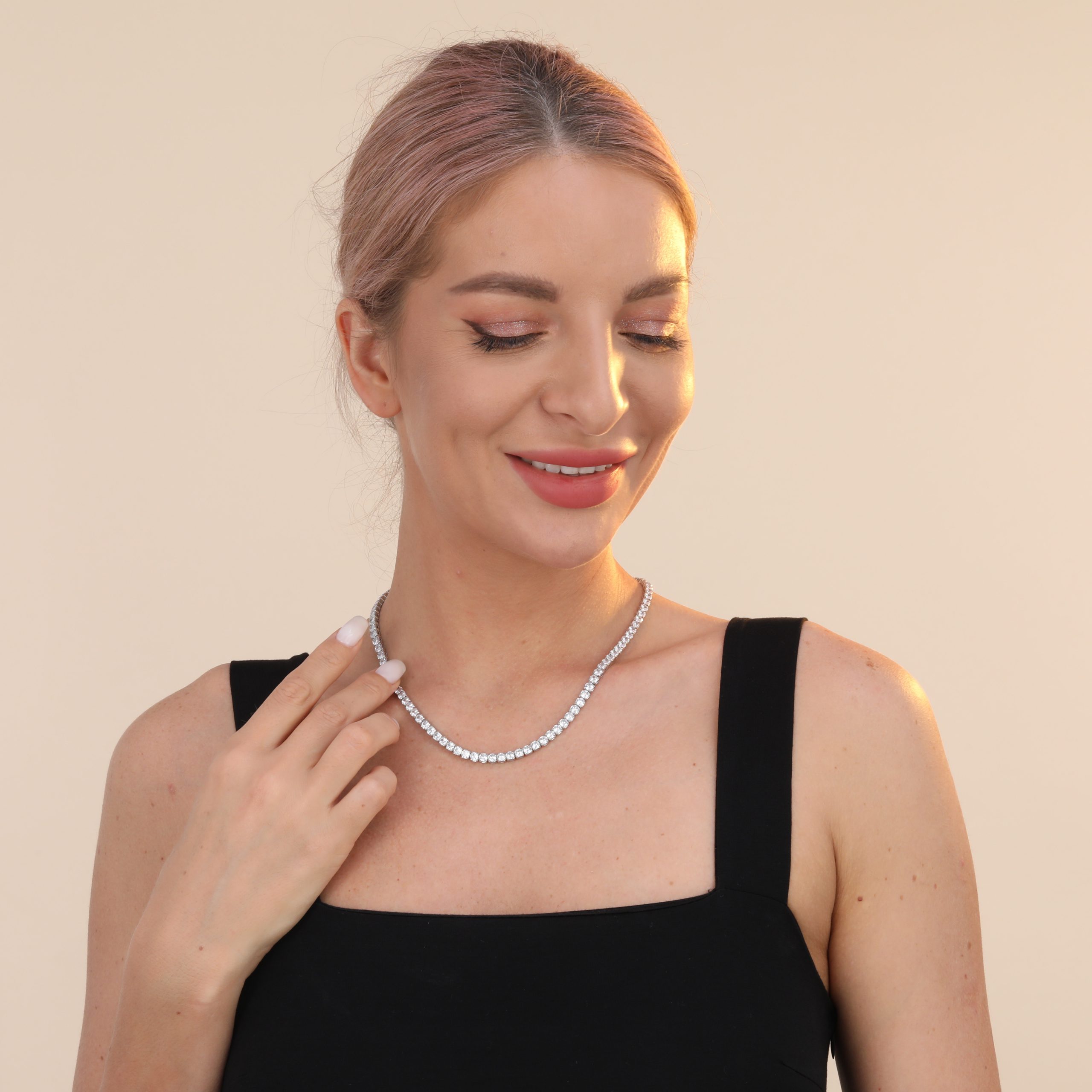 Authentic 925 Sterling Silver Tennis Chain Necklace with Cubic Zirconia, 18-26 Inch, 4MM - Image 2