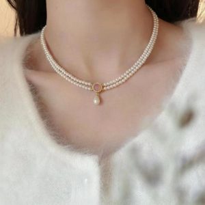 Unique Aquamarine Pearl Necklace for Women - Special-Interest Design