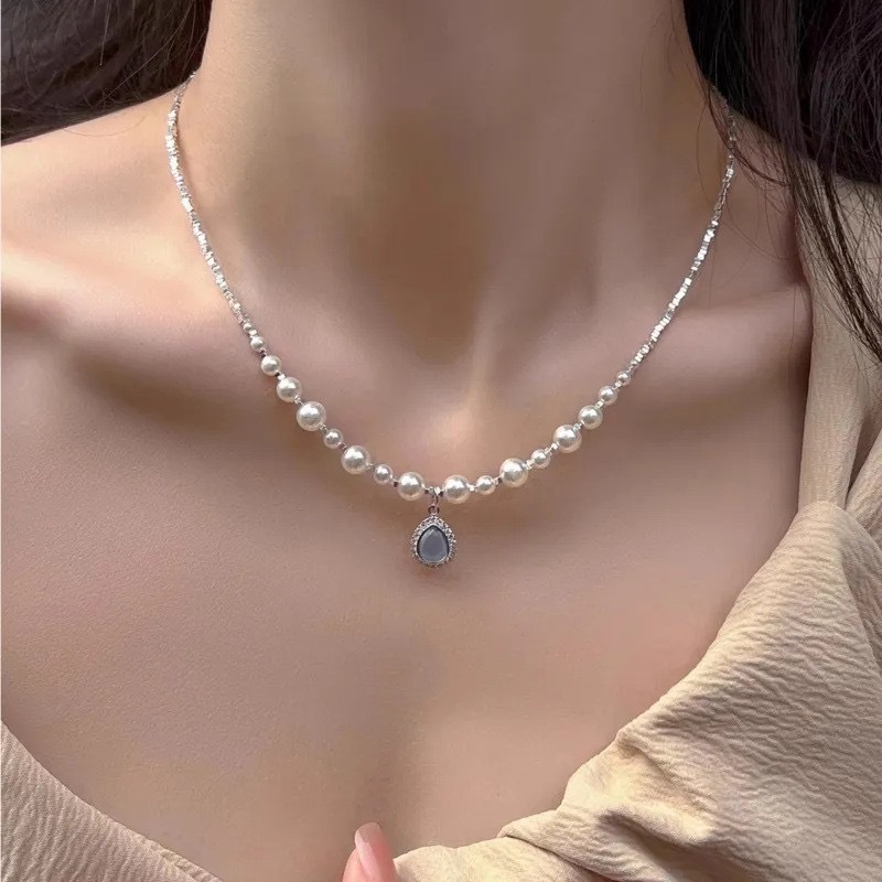 Unique Aquamarine Pearl Necklace for Women - Special-Interest Design - Image 4