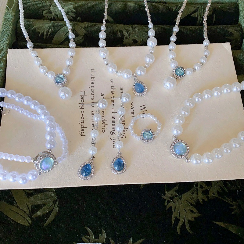 Unique Aquamarine Pearl Necklace for Women - Special-Interest Design - Image 6