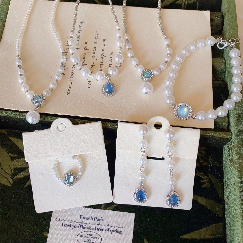 Unique Aquamarine Pearl Necklace for Women - Special-Interest Design - Image 7