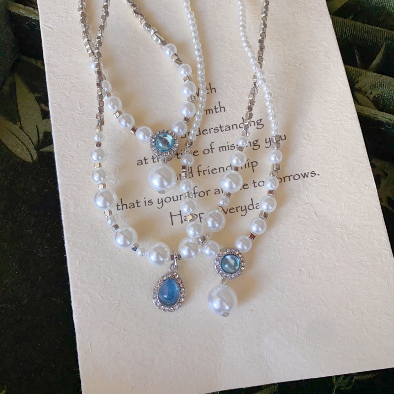 Unique Aquamarine Pearl Necklace for Women - Special-Interest Design - Image 9