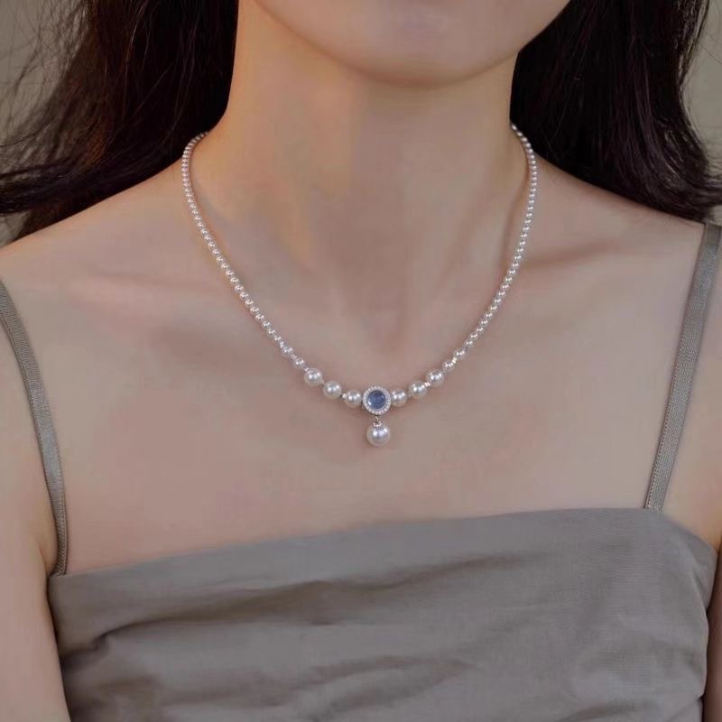 Unique Aquamarine Pearl Necklace for Women - Special-Interest Design - Image 12